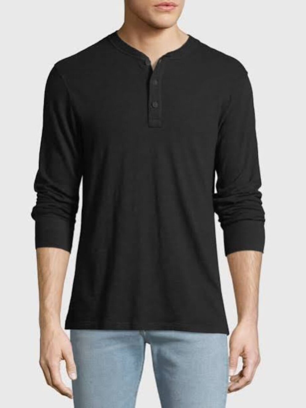 Rag & Bone Men's Standard Issue Henley Shirt in Black XXL
